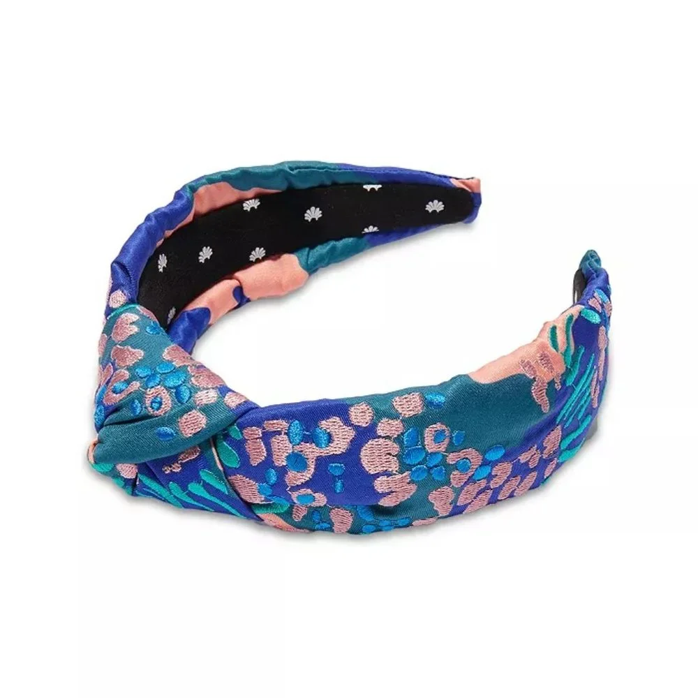 Lele Sadoughi Sea Reef Marine Resort Embroidered Knotted RARE Headband